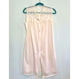 VTG 1950s Eastern Isles Light Pink Nylon Lace Nightgown Size M